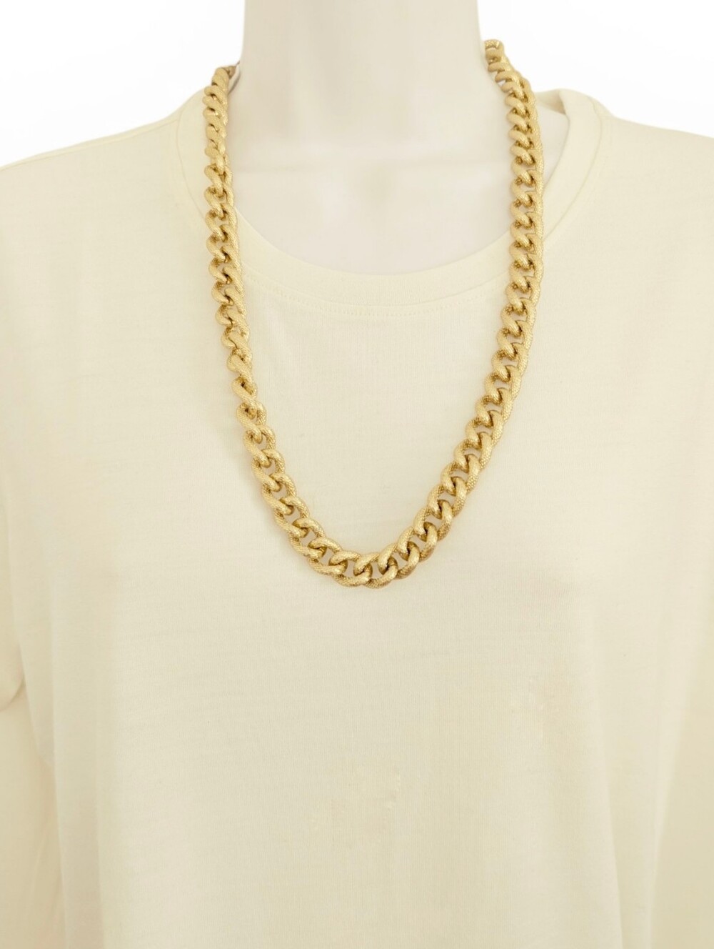 VINTAGE Curb Link Gold Chain Necklace Large 1980 - Picture 2 of 14